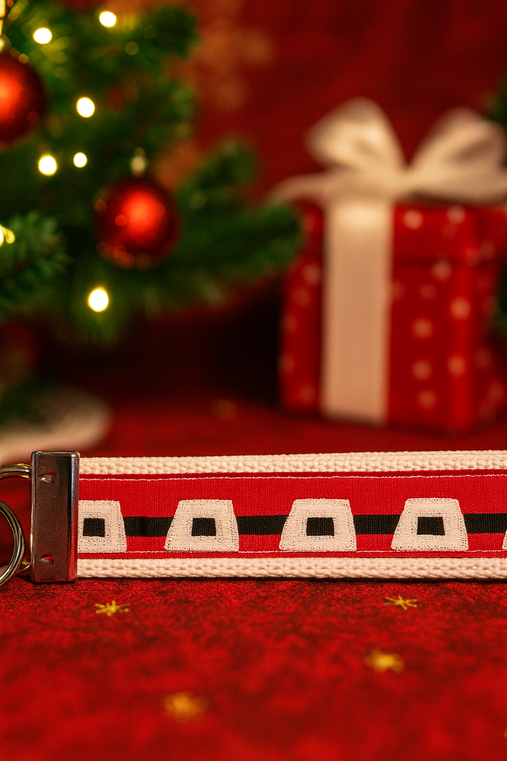 🎅 Santa Belt Wristlet Keychain – Festive Christmas Holiday Accessory