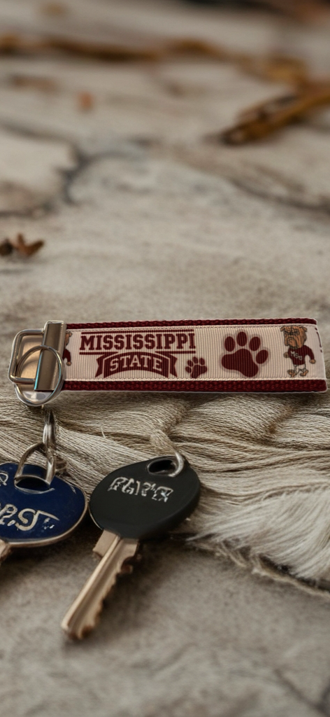 🐾 Mississippi State Bulldogs Wristlet Keychain – Handmade Collegiate Spirit! 🐾