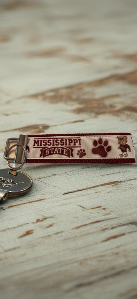 🐾 Mississippi State Bulldogs Wristlet Keychain – Handmade Collegiate Spirit! 🐾