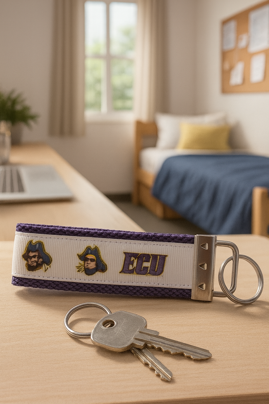 💜 JMU Dukes Wristlet Keychain – Purple & Gold Pride On the Go! 🟨