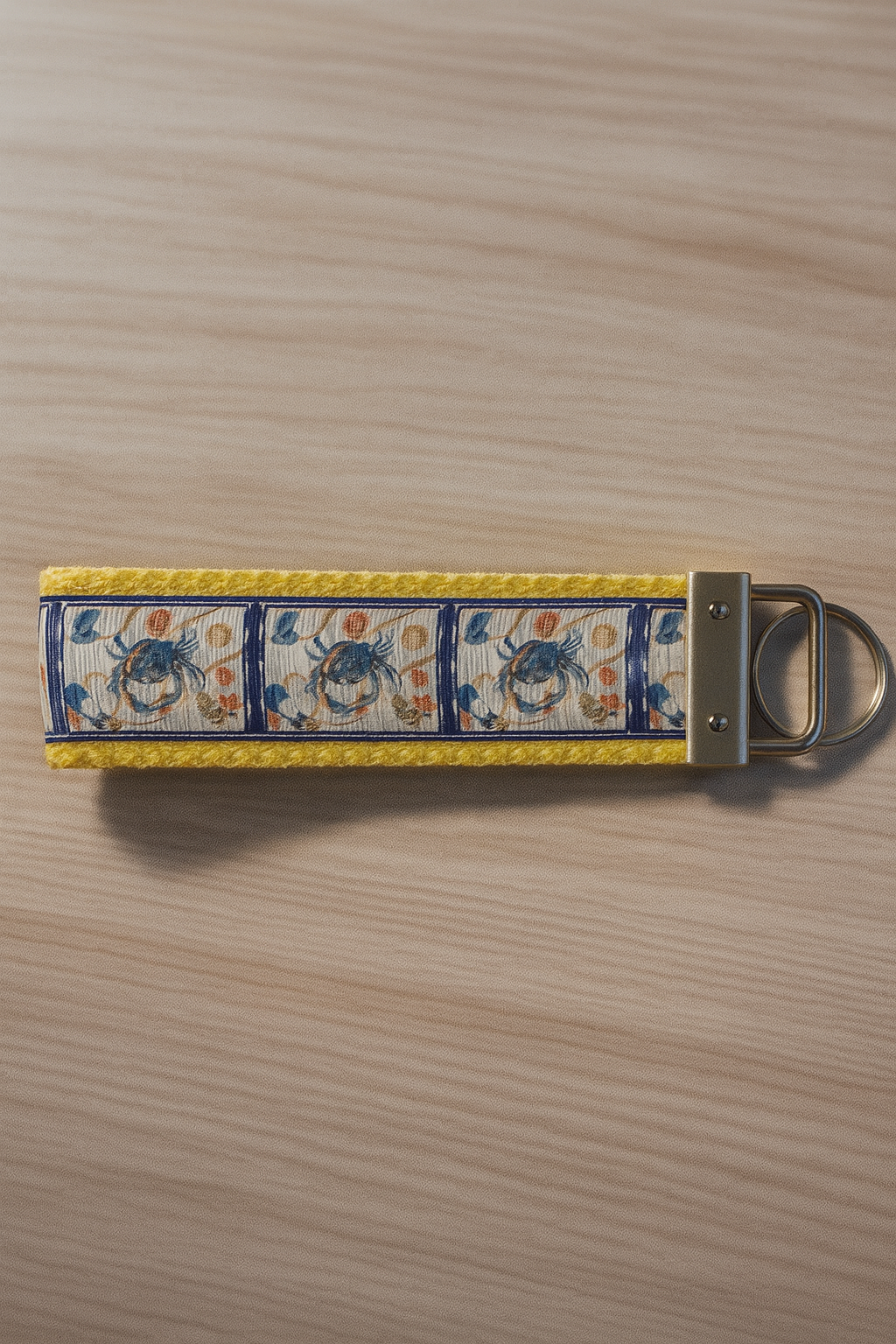 Blue Crab Cotton Webbing Keychain/Wristlet/Keyfob