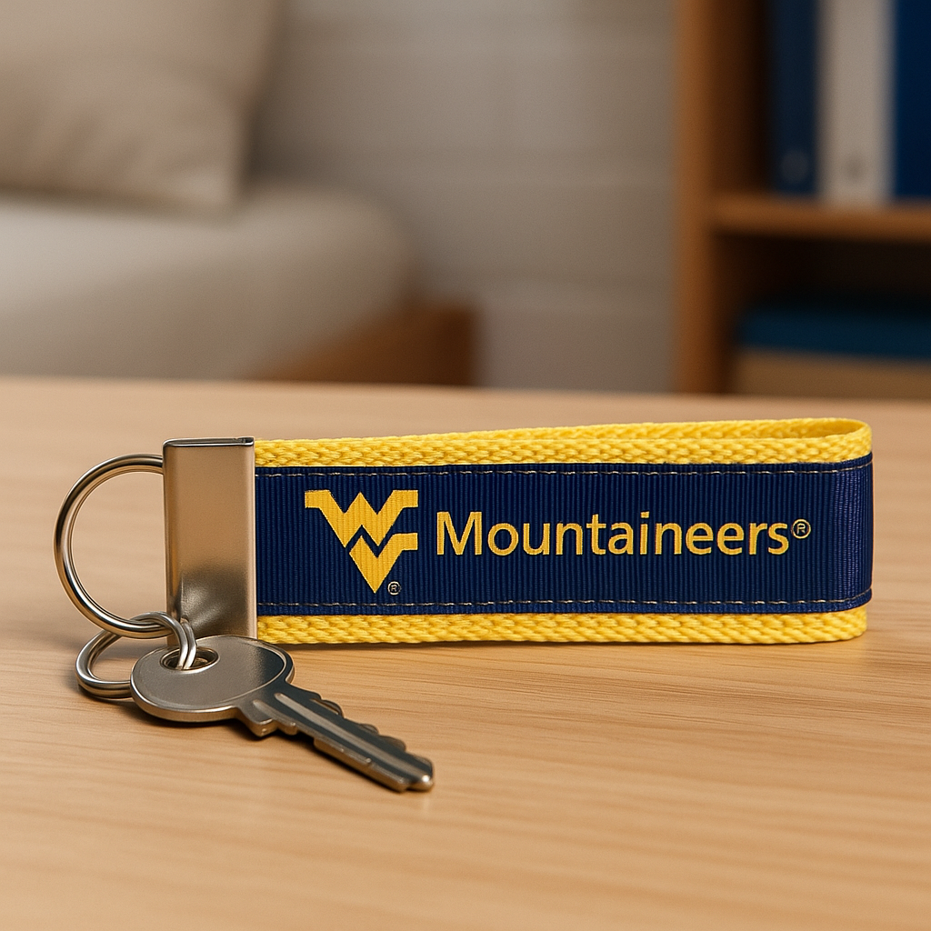 West Virginia University WVU Mountaineers Wristlet Keychain – College Dorm & Game Day Accessory