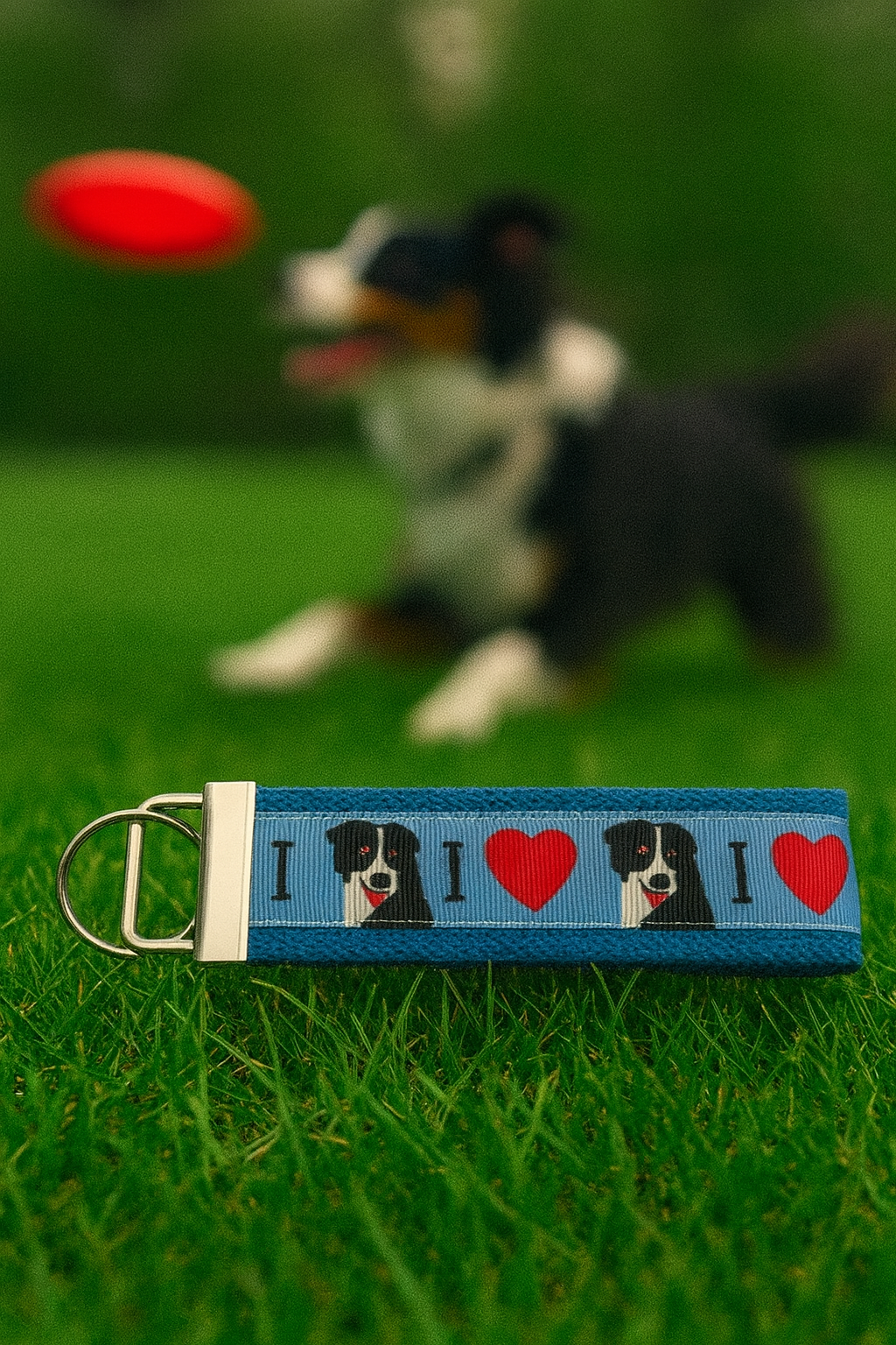 I Love Border Collies Wristlet Keychain – Handmade Dog Lover Gift
