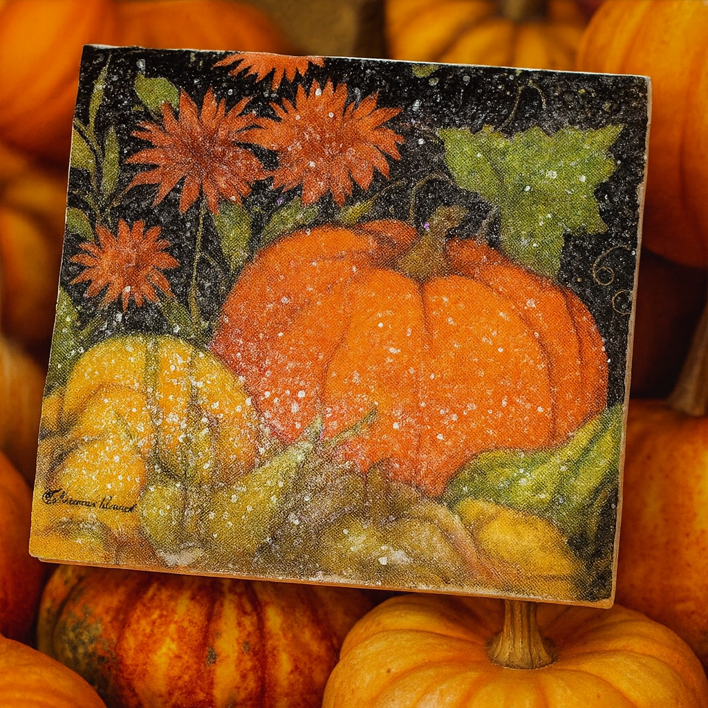 Autumn Pumpkin Coaster Set – Festive Fall Décor for Your Table