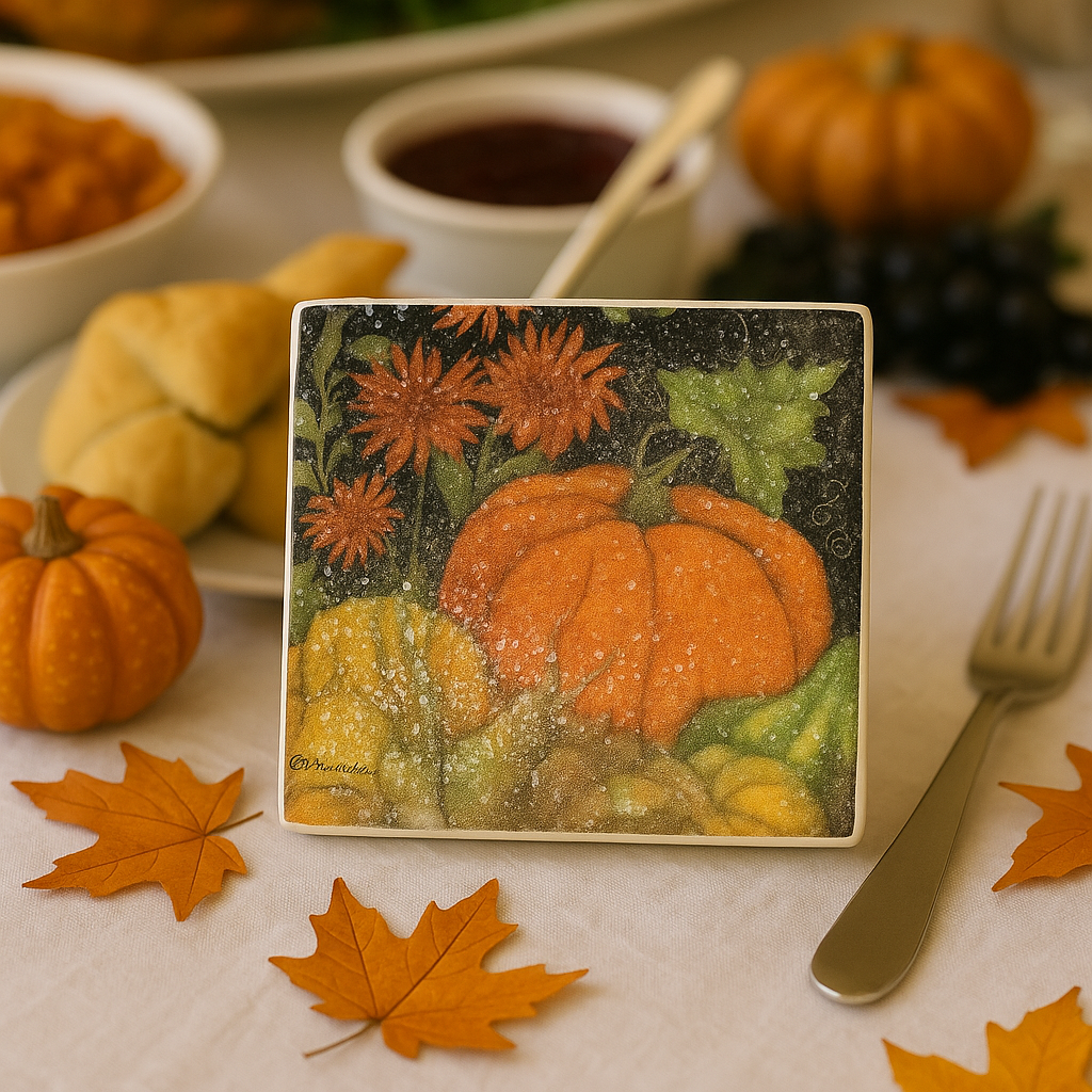 Autumn Pumpkin Coaster Set – Festive Fall Décor for Your Table