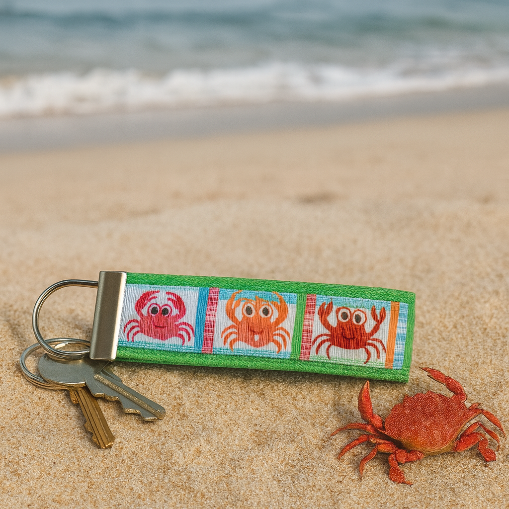Crab Keychain Wristlet | Beach Lover Gift | Handmade Coastal Accessory