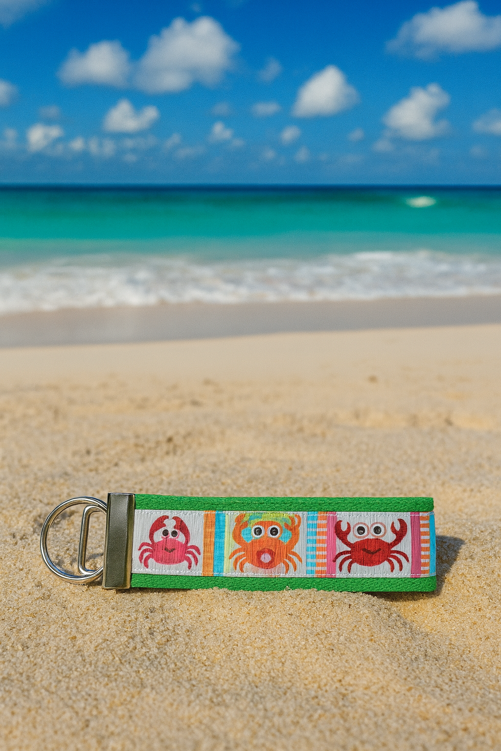 Crab Keychain Wristlet | Beach Lover Gift | Handmade Coastal Accessory