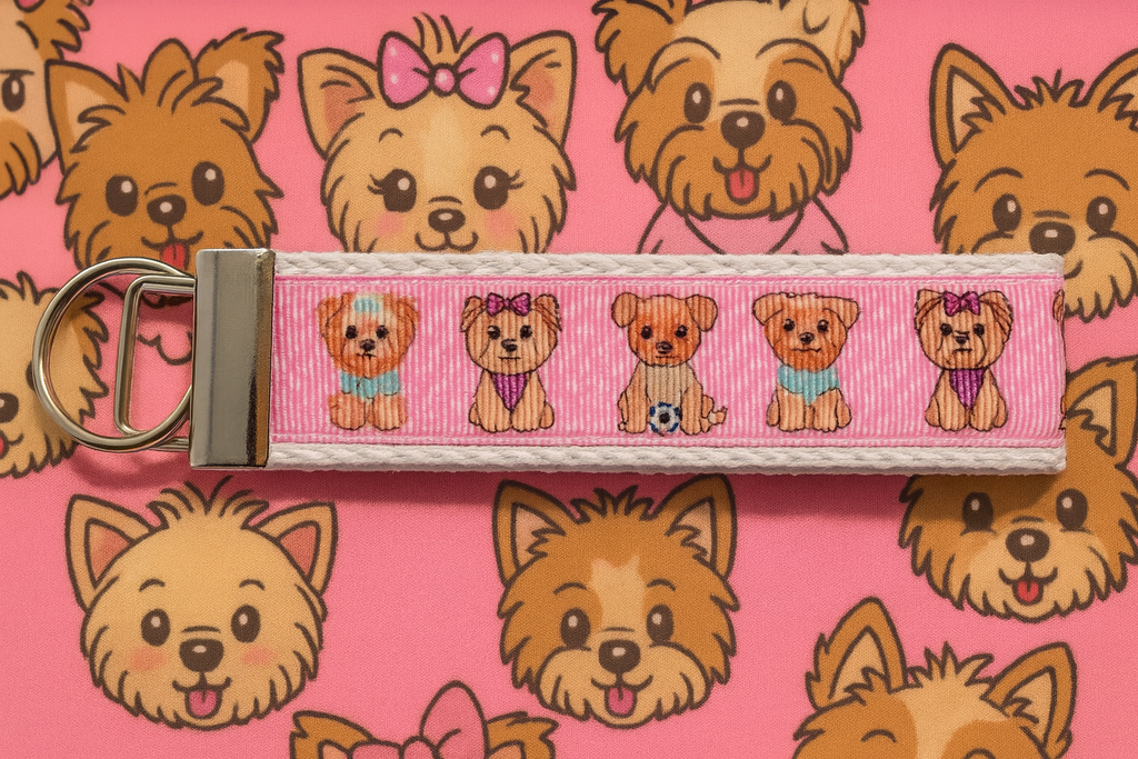 Pink Yorkie Keychain Wristlet – Cute & Playful Dog Lover Gift
