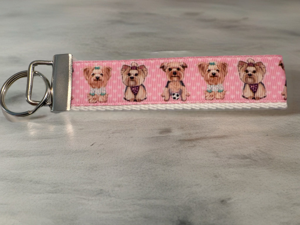 Pink Yorkie Keychain Wristlet – Cute & Playful Dog Lover Gift