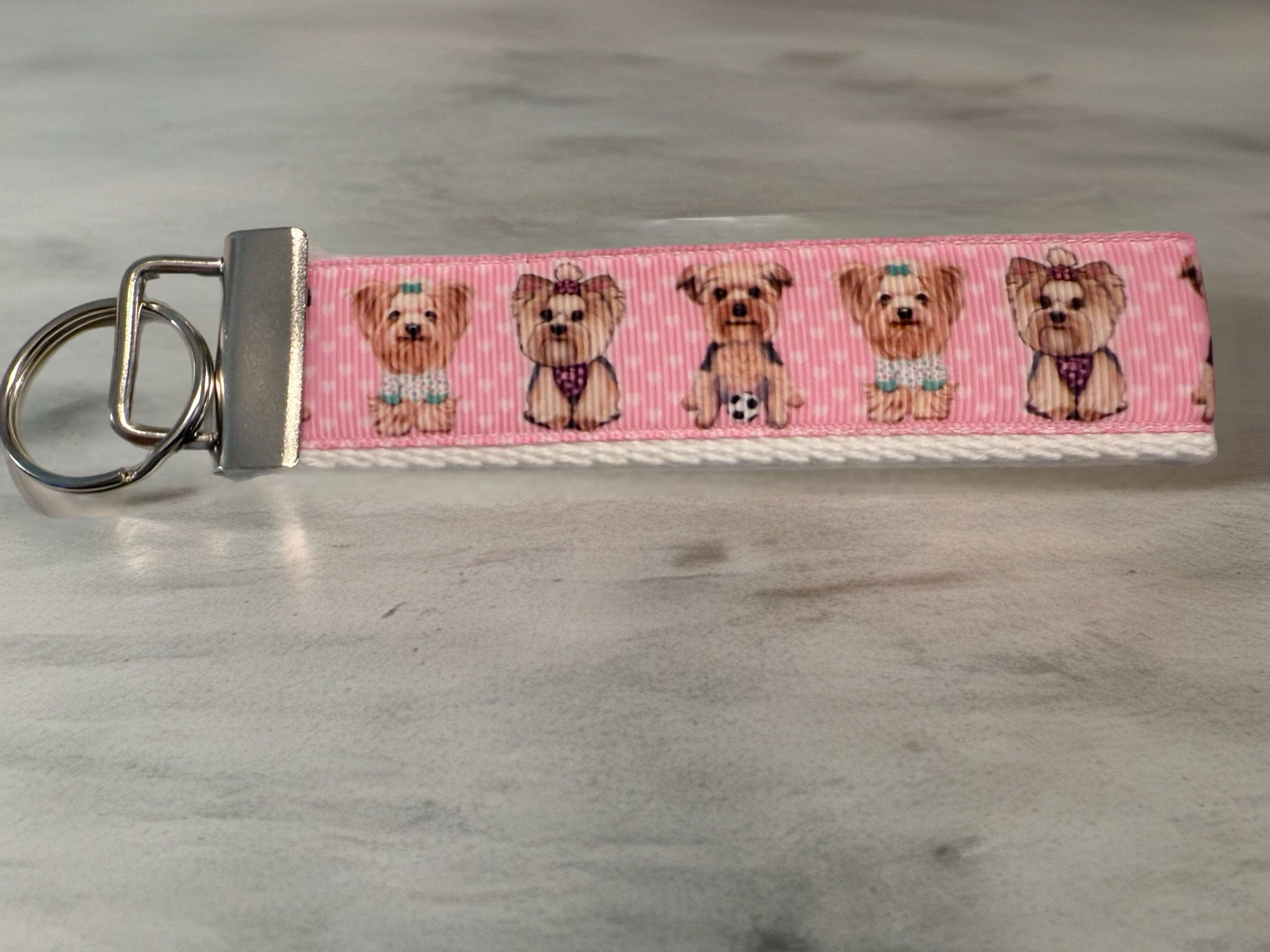 Pink Yorkie Keychain Wristlet – Cute & Playful Dog Lover Gift
