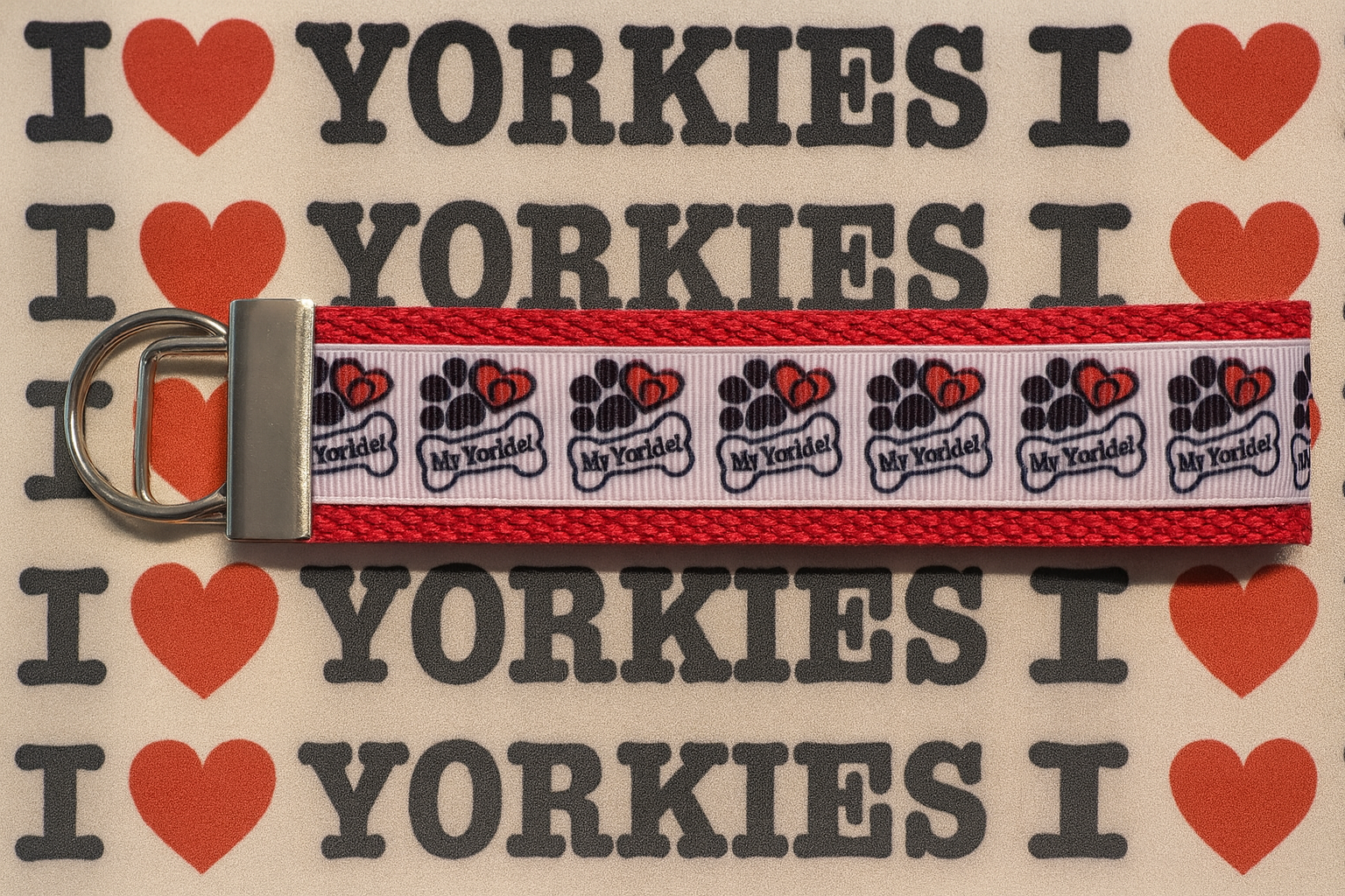 I ❤️ My Yorkie Wristlet Keychain – Dog Lover Gift, Hands-Free Key Holder