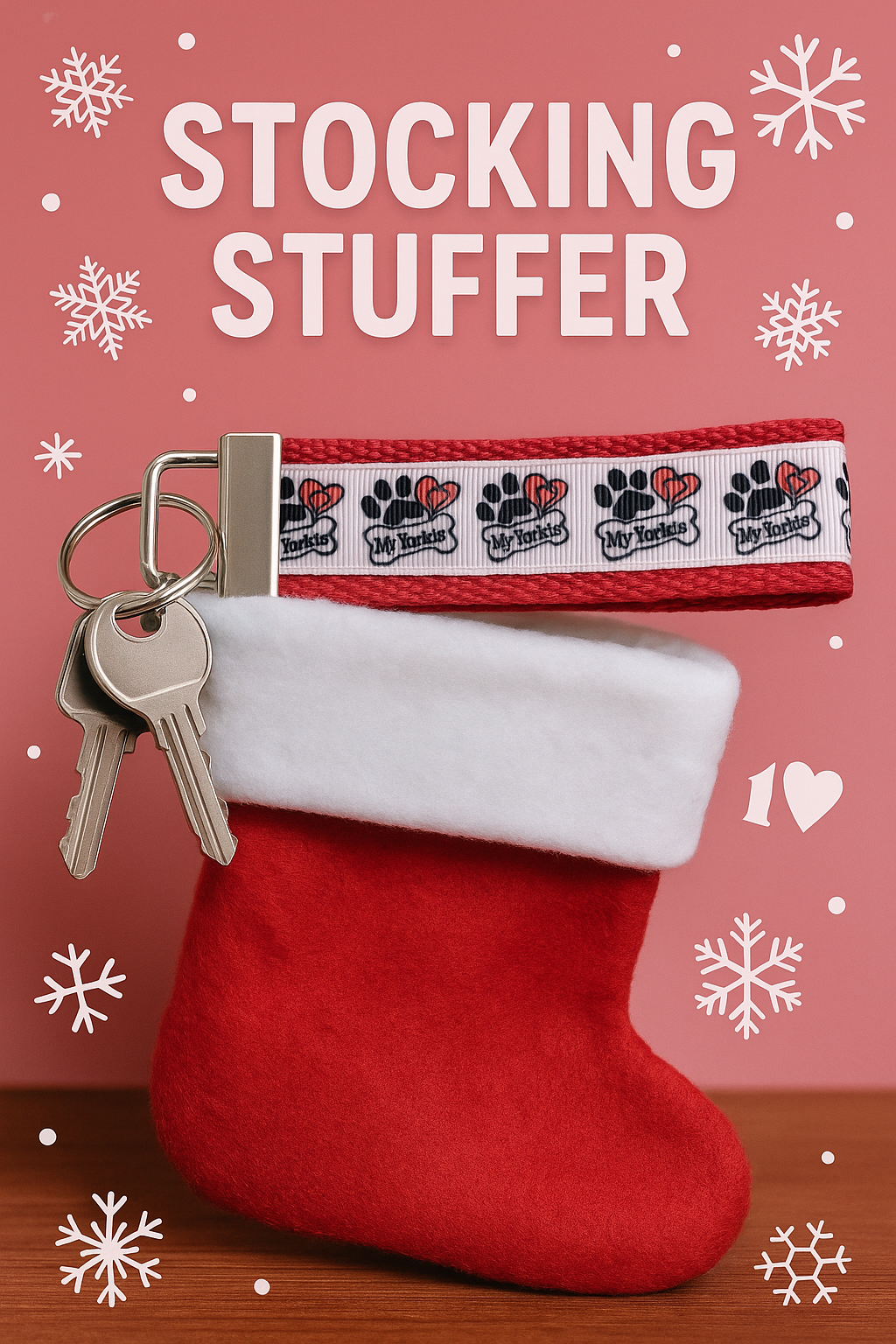 I ❤️ My Yorkie Wristlet Keychain – Dog Lover Gift, Hands-Free Key Holder
