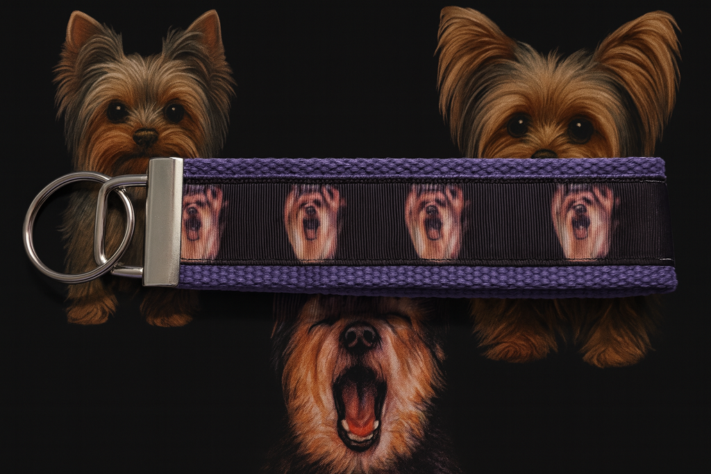 Yorkie Lover Purple Wristlet Keychain – Hands-Free Dog Mom Gift