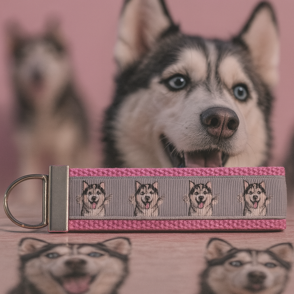 Husky Dog Lover Wristlet Keychain – Perfect Gift for Husky Owners