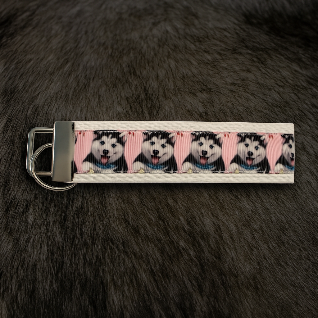 Husky Dog Lover Keychain – Wristlet Style Key Fob