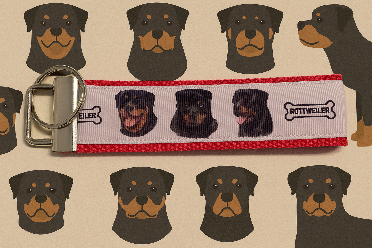 Rottweiler Dog Lover Keychain Wristlet