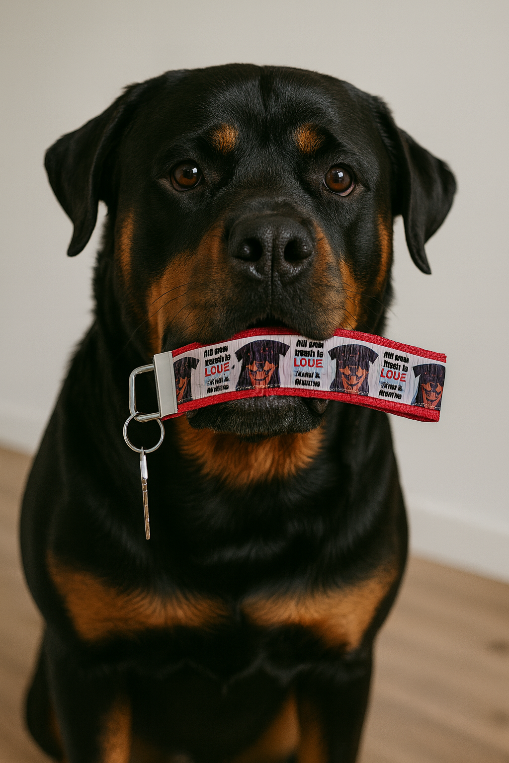 All You Need is Love and a Rottie! Cotton Webbing Keychain/ Keyfob/ Wristlet