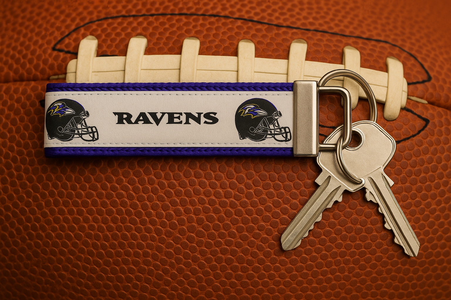Baltimore Ravens Football Keychain – Wristlet with Keys – Perfect Gift for Ravens Fans