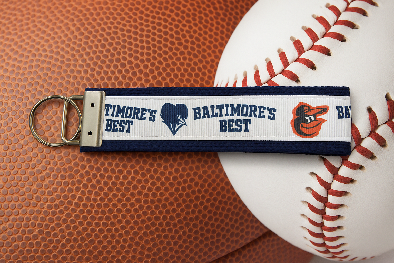 Baltimore's Best Ravens, Orioles and Natty Boh Cotton Webbing Keychain/ Key fob