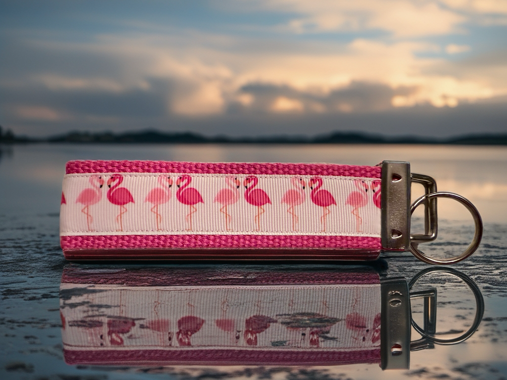 Pink Flamingo Wristlet Keychain – Tropical Style & Everyday Convenience