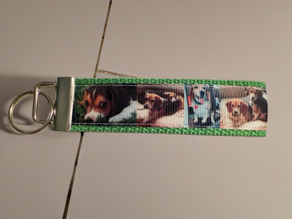 Beagle Dog Keychain Wristlet – Handmade Fabric Key Fob