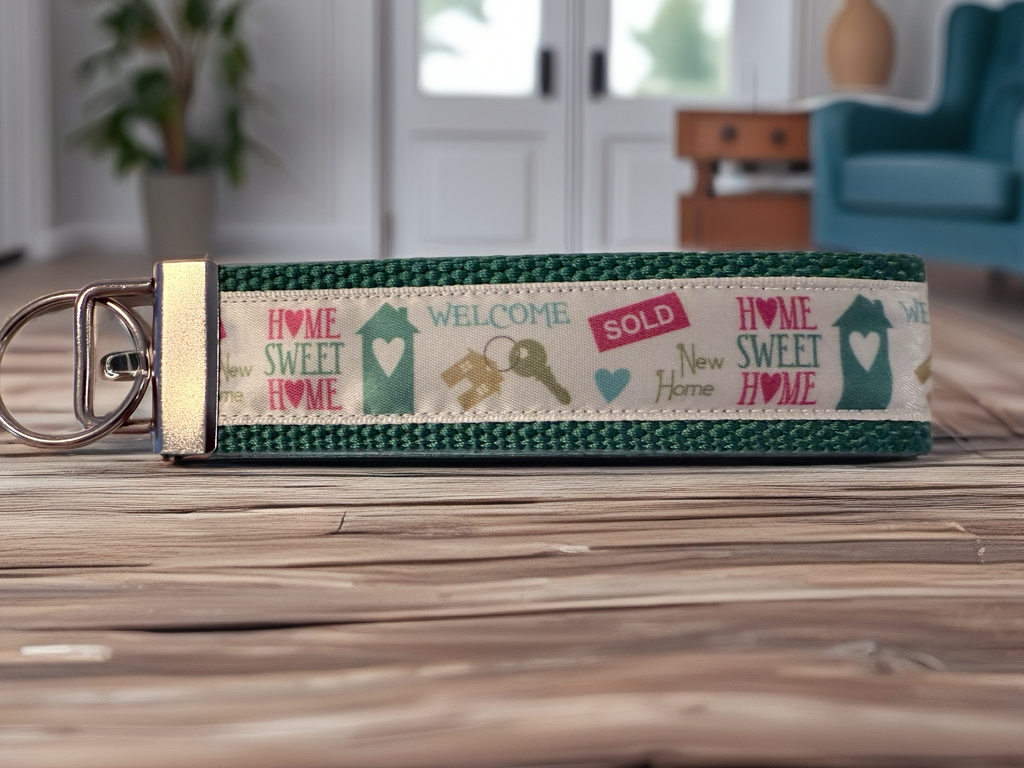 🏡 Home Sweet Home Keychain Wristlet – New Home & Real Estate Gift