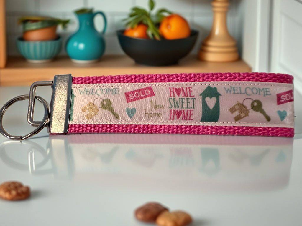 🏡 Home Sweet Home Keychain Wristlet – New Home & Real Estate Gift