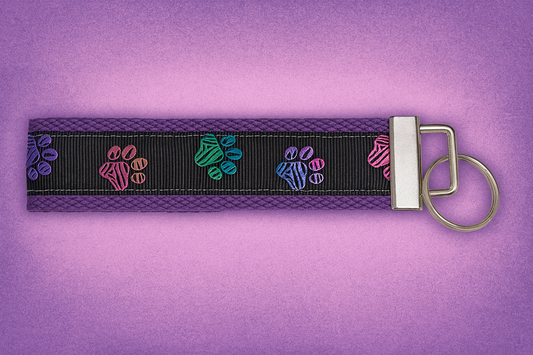 Purple Paw Print Keychain Wristlet – Handmade Pet Lover Gift