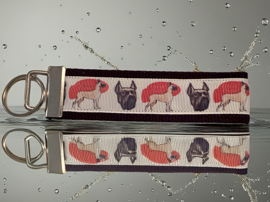 Great Dane Dog Lover Wristlet Keychain – Durable Fabric Key Fob with Dog Design