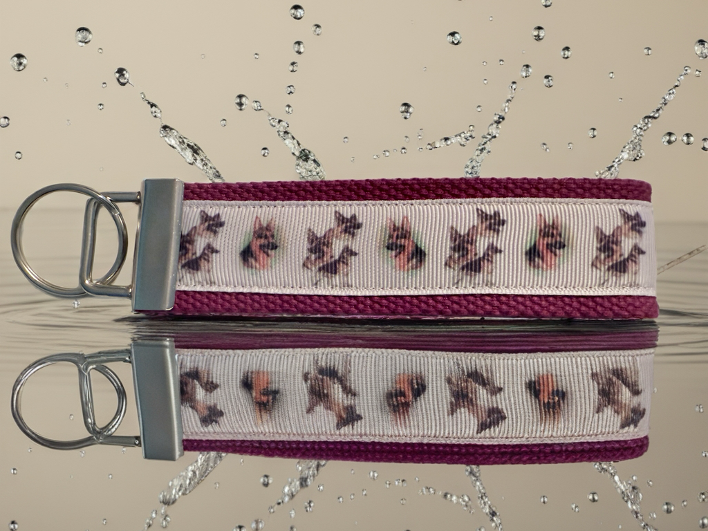 Handmade German Shepherd Keychain Wristlet – Dog Breed Key Fob for Pet Lovers