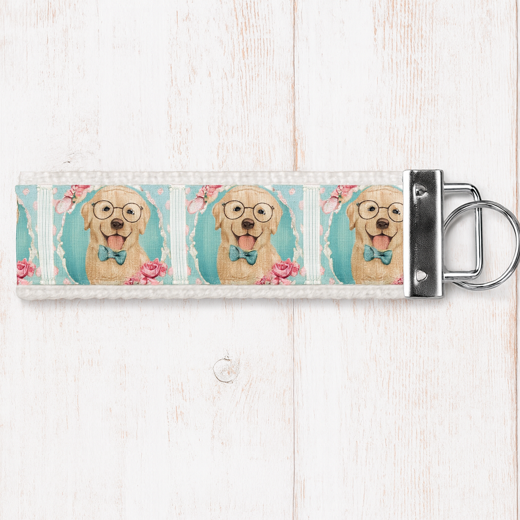 Professor Golden Retriever Keychain – Cute Dog Lover Gift, School Teacher Keychain, Puppy Accessory