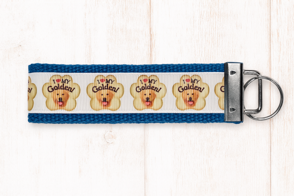 I Love My Golden Keychain – Golden Retriever Dog Lover Gift, Puppy Key Fob, Pet Parent Accessory