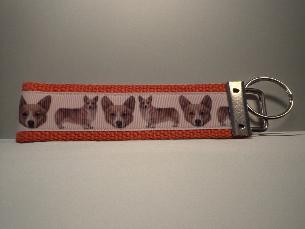 Corgi Keychain Wristlet – Dog Lover Gift, Multiple Colors Available