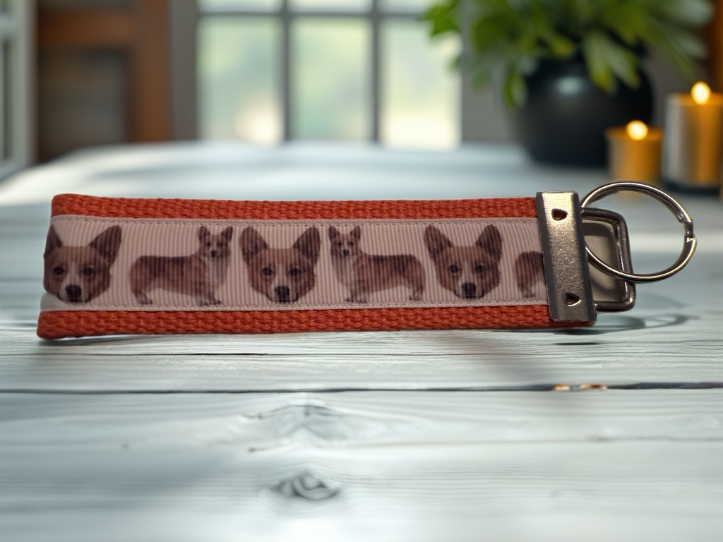 Corgi Keychain Wristlet – Dog Lover Gift, Multiple Colors Available