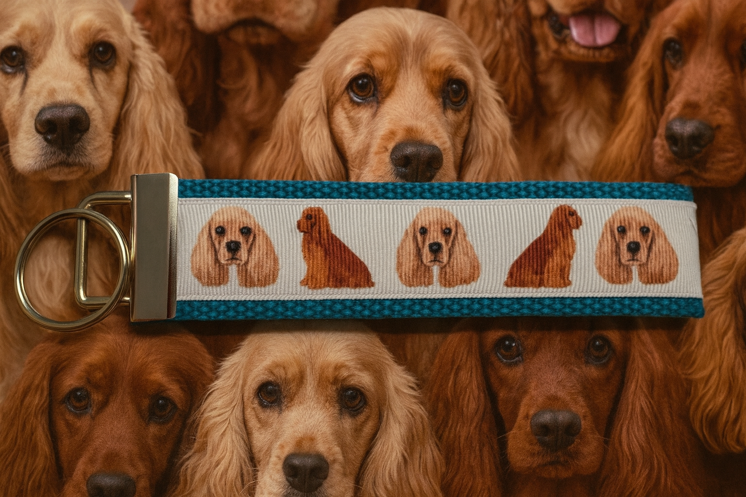 Cocker Spaniel Dog Keychain Wristlet – Handmade Dog Lover Key Fob