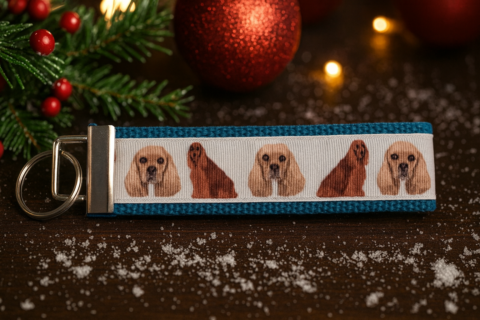 Cocker Spaniel Dog Keychain Wristlet – Handmade Dog Lover Key Fob