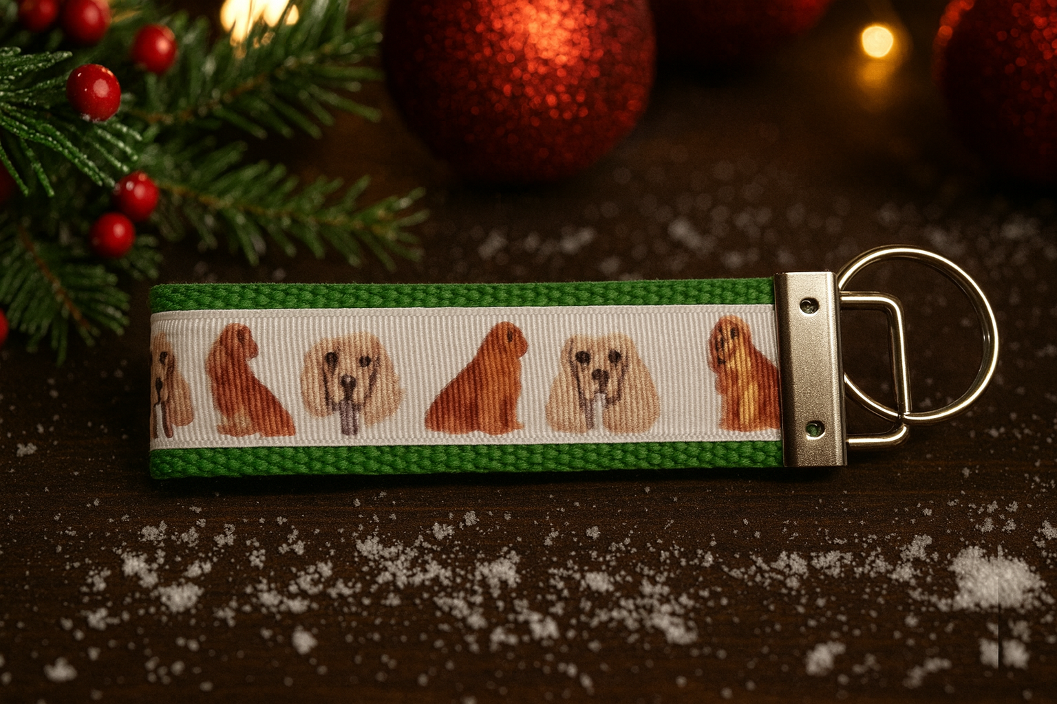 Cocker Spaniel Dog Keychain Wristlet – Handmade Dog Lover Key Fob