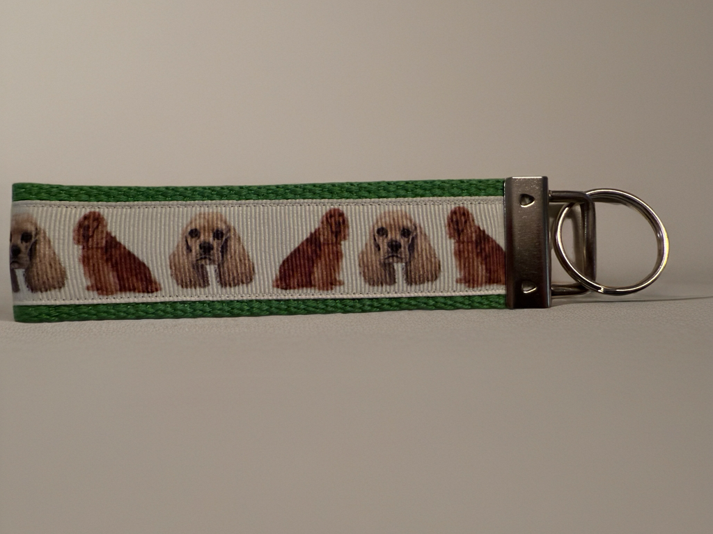 Cocker Spaniel Dog Keychain Wristlet – Handmade Dog Lover Key Fob