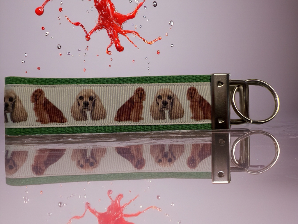 Cocker Spaniel Dog Keychain Wristlet – Handmade Dog Lover Key Fob