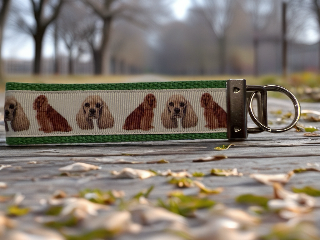 Cocker Spaniel Dog Keychain Wristlet – Handmade Dog Lover Key Fob