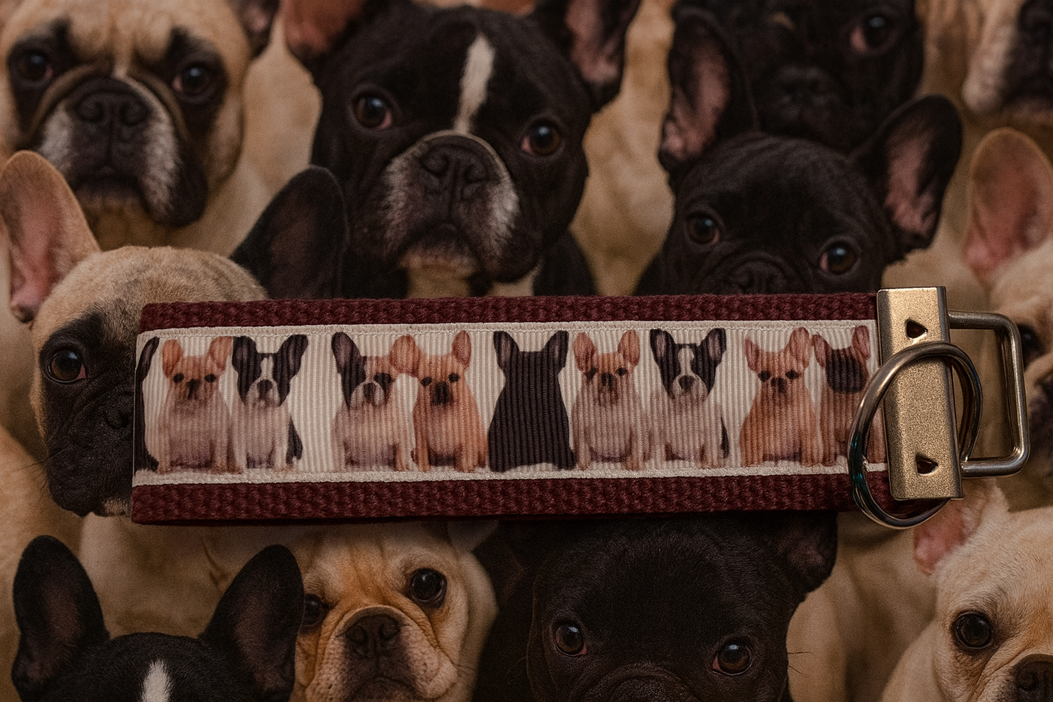 French Bulldog Keychain Wristlet – Handmade Dog Lover Key Fob