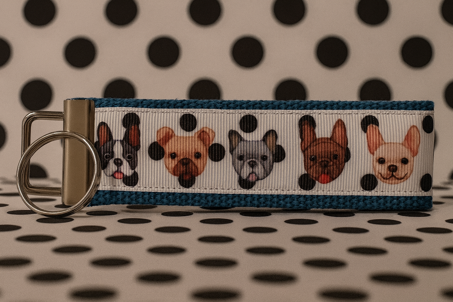 French Bulldog Keychain Wristlet – Handmade Dog Lover Key Fob