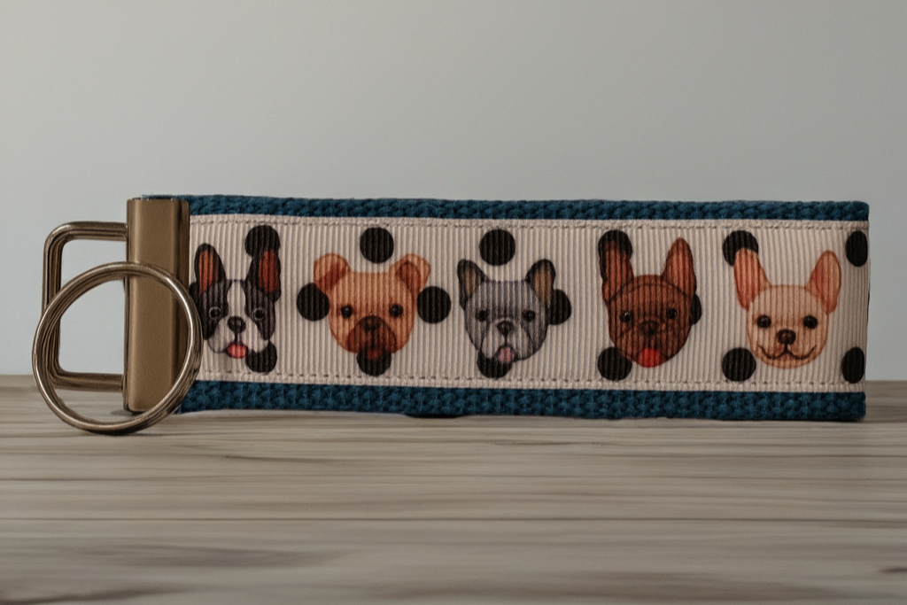 French Bulldog Keychain Wristlet – Handmade Dog Lover Key Fob