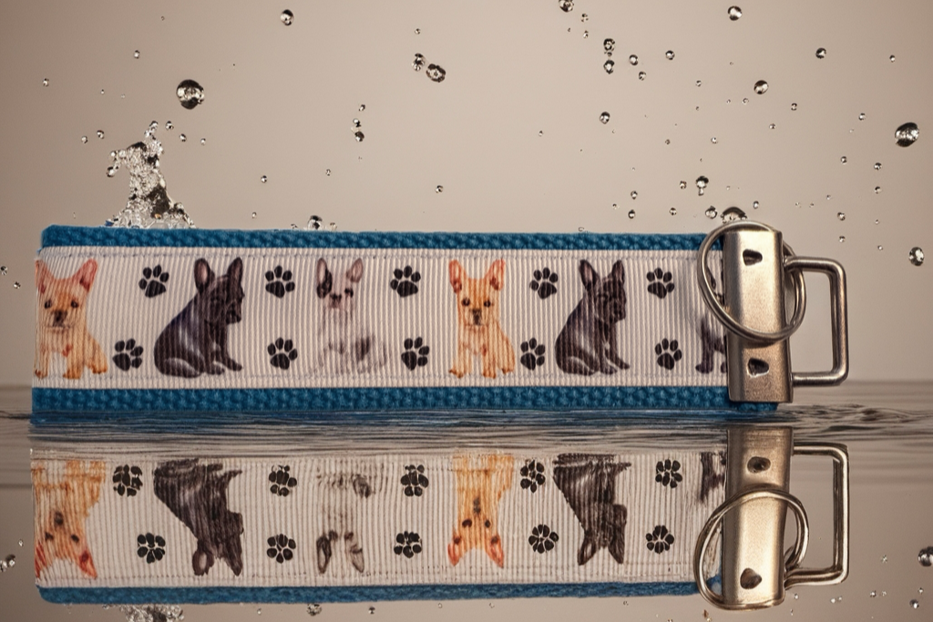 French Bulldog Keychain Wristlet – Dog Lover Paw Print Key Fob