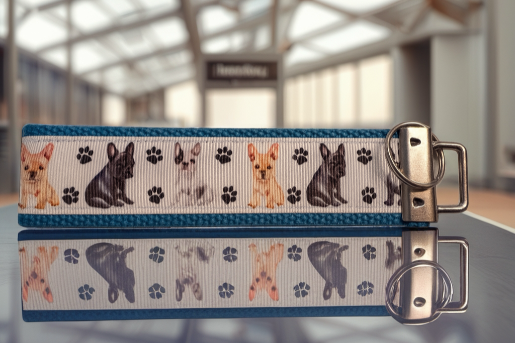 French Bulldog Keychain Wristlet – Dog Lover Paw Print Key Fob