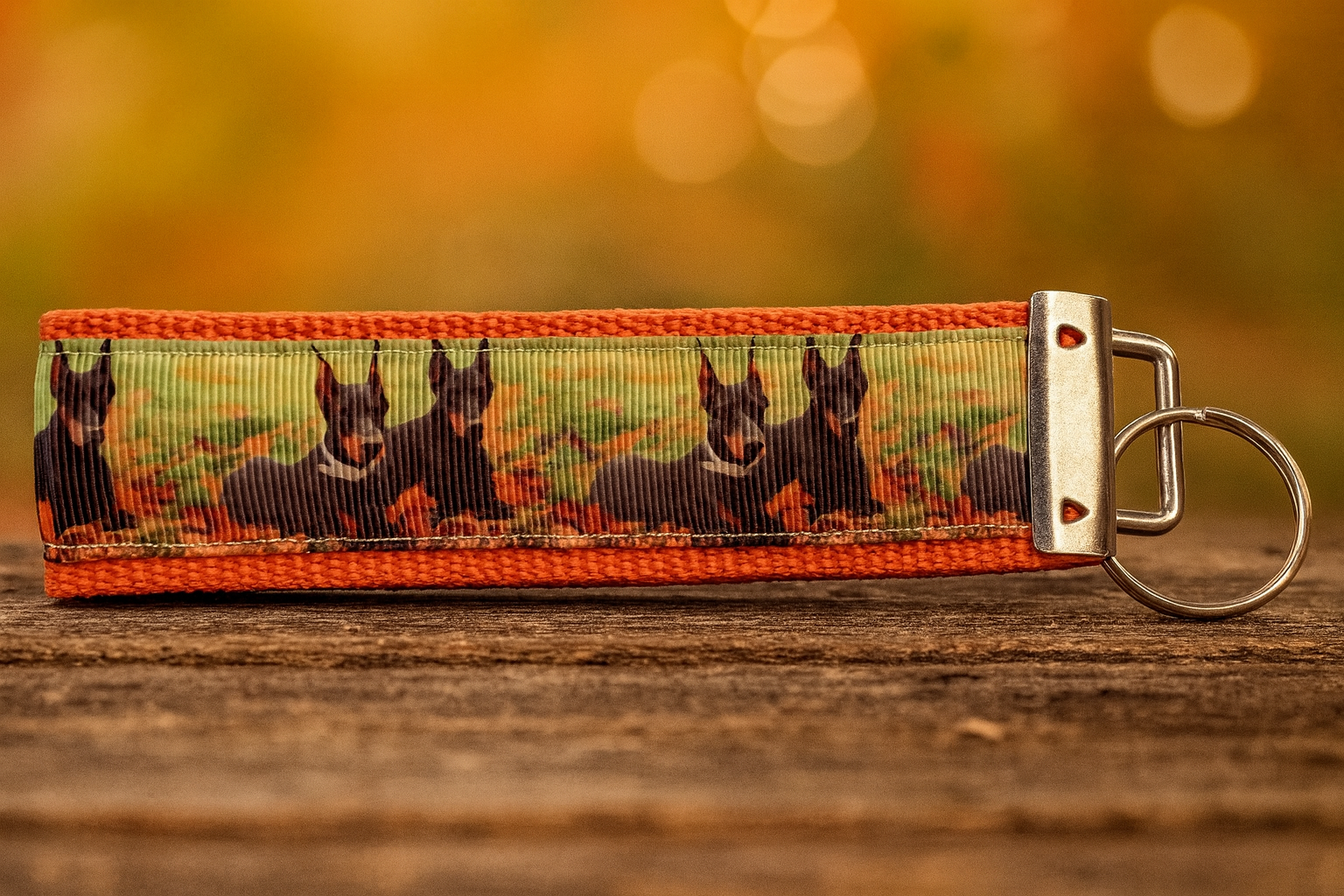 Doberman Keychain Wristlet – Durable Fabric Key Holder with Doberman Pinscher Design