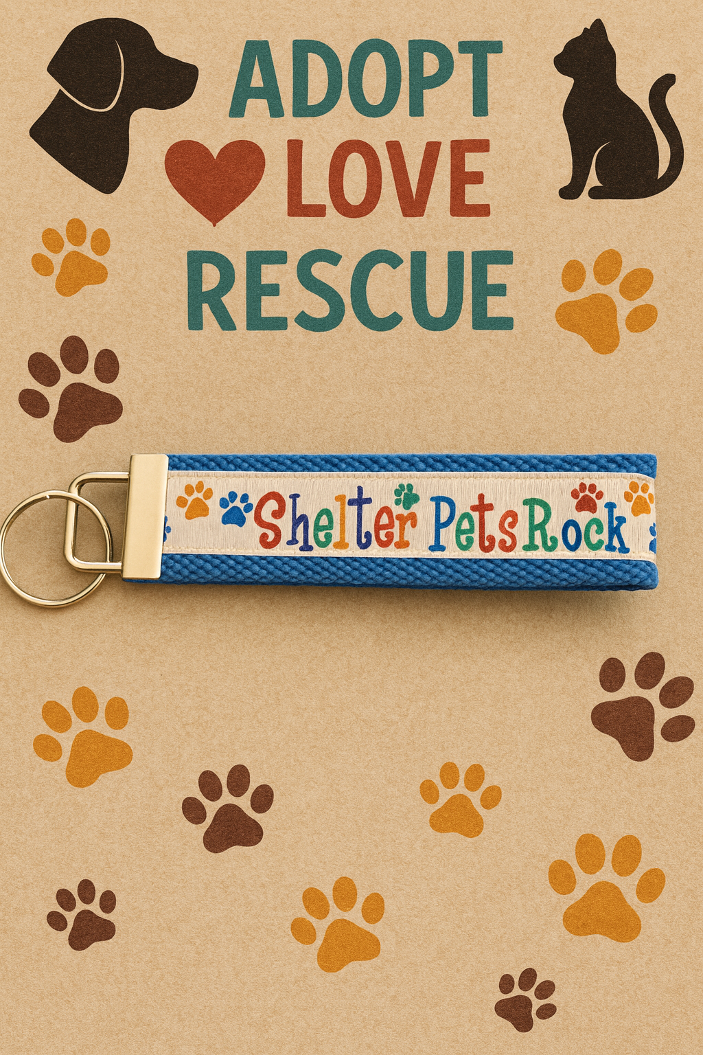 Shelter Pets Rock Keychain Wristlet – Animal Rescue Awareness Gift