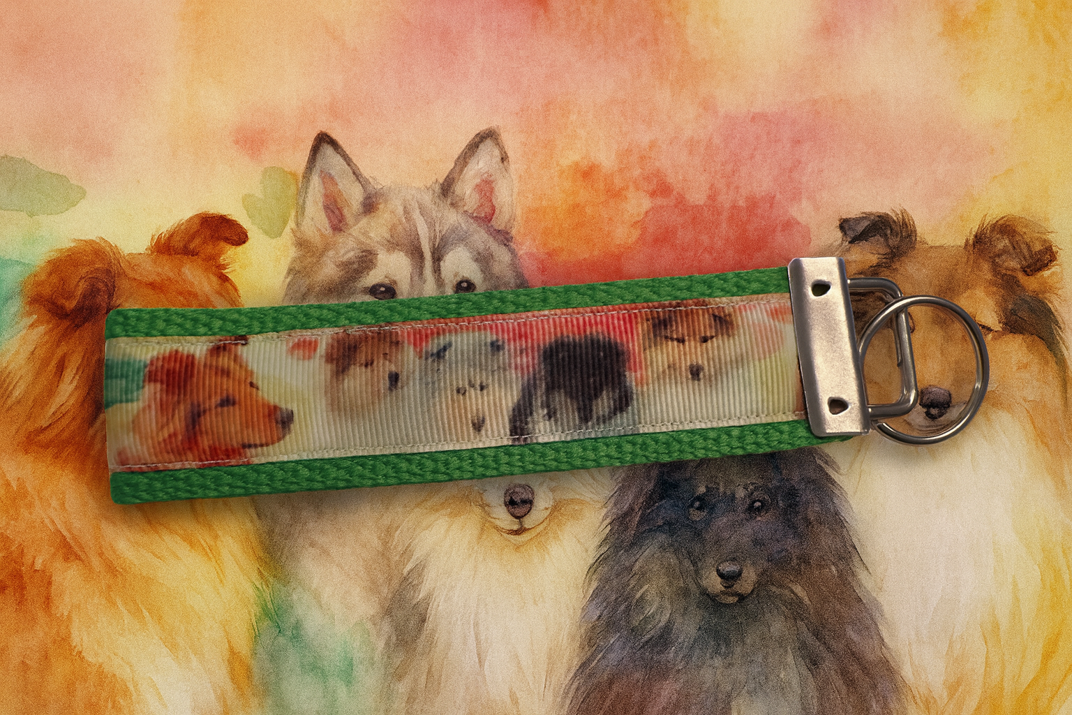 Collie & Sheltie Keychain Wristlet – Handmade Dog Breed Key Fob for Dog Lovers
