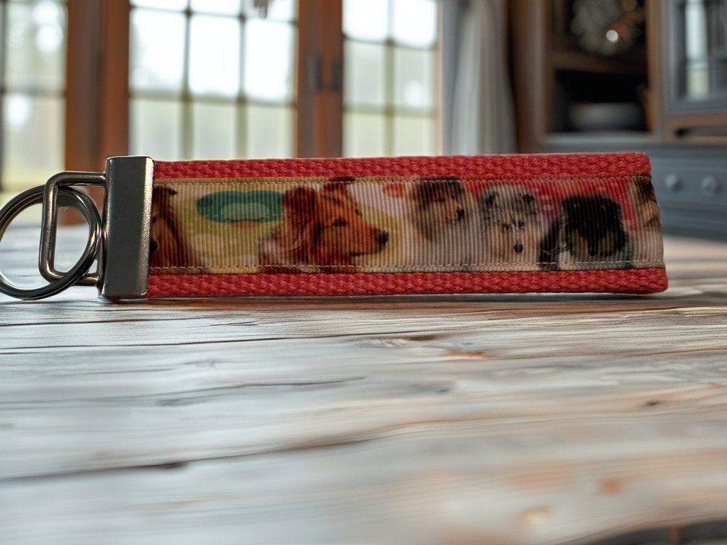 Collie & Sheltie Keychain Wristlet – Handmade Dog Breed Key Fob for Dog Lovers