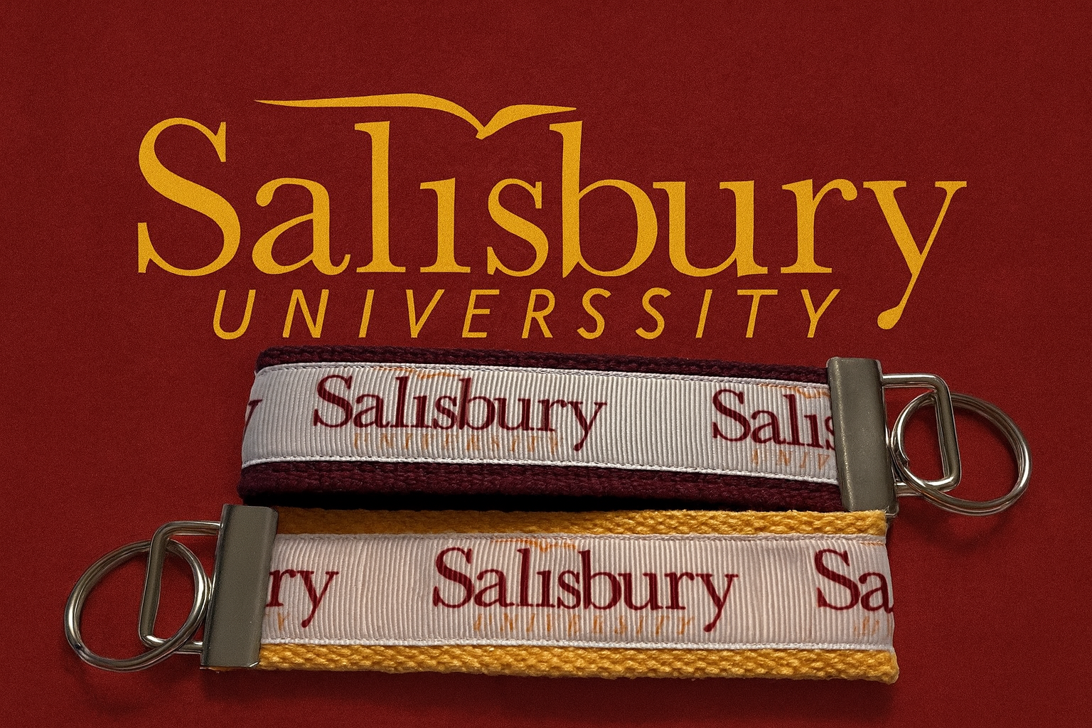 Salisbury University Keychain Wristlet – Maroon & Gold Sea Gull Mascot Key Fob